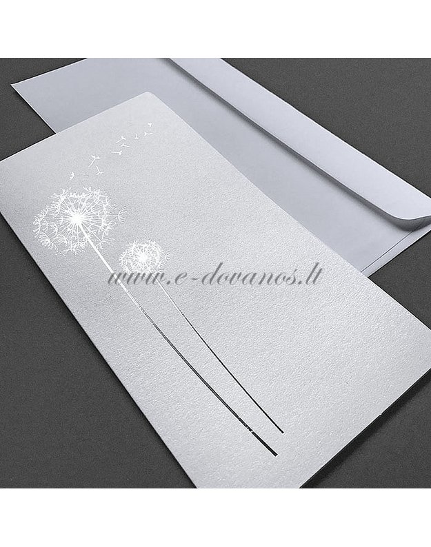 Kvietimas - atvirukas „Pienės pūkas“ (baltas) 1