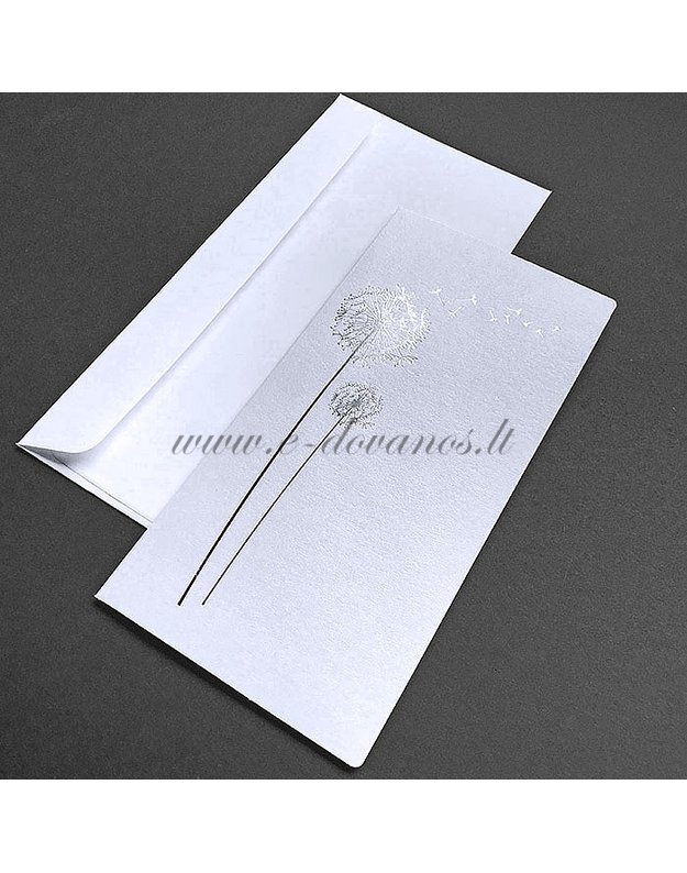 Kvietimas - atvirukas „Pienės pūkas“ (baltas) 2