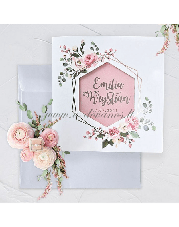 Bohemiško stiliaus kvietimas - atvirukas „Parko rožės"