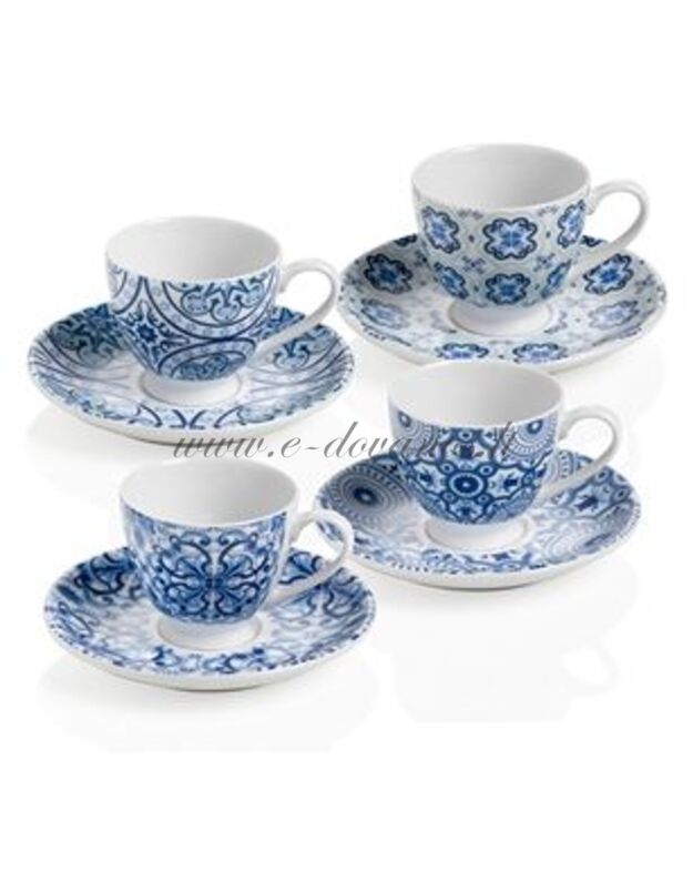 Porcelianinių puodelių su lėkštutėmis rinkinys (4 vnt.)