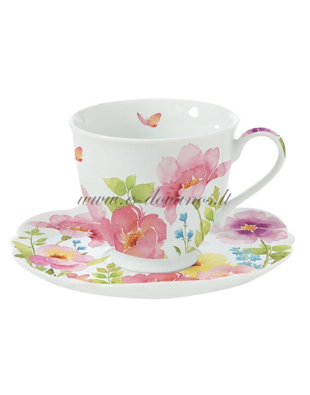 Porcelianinis puodelis su lėkštute „Fiori“