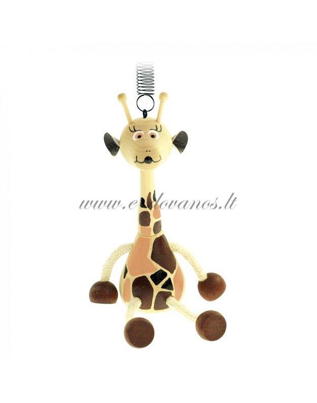 Medinė žirafa su spyruokle