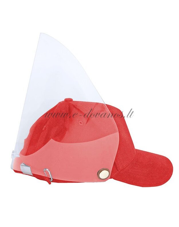 Kepurė su apsauginiu veido skydeliu (raudona)
