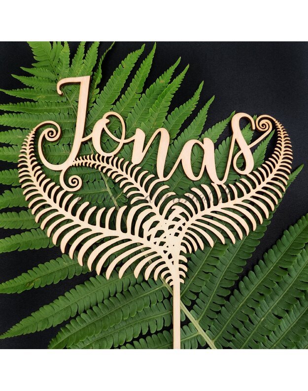 Medinė dekoracija-smeigtukas tortui „Jonas“