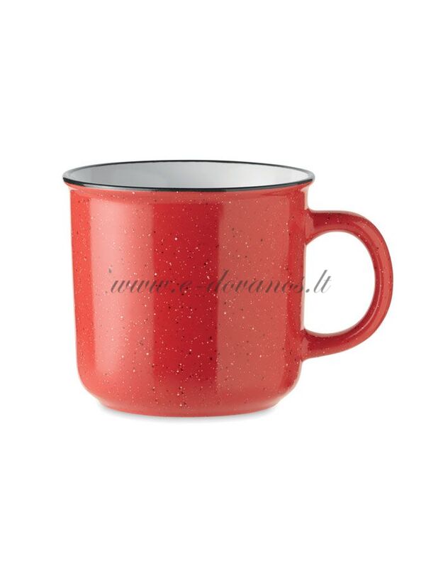 Raudonas keramikinis vintažinis puodelis  (400 ml)