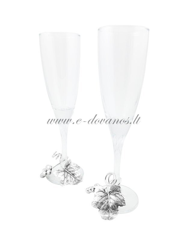 Šampano taurės su pasidabruota dekoracija „Gyvos vynuogės“