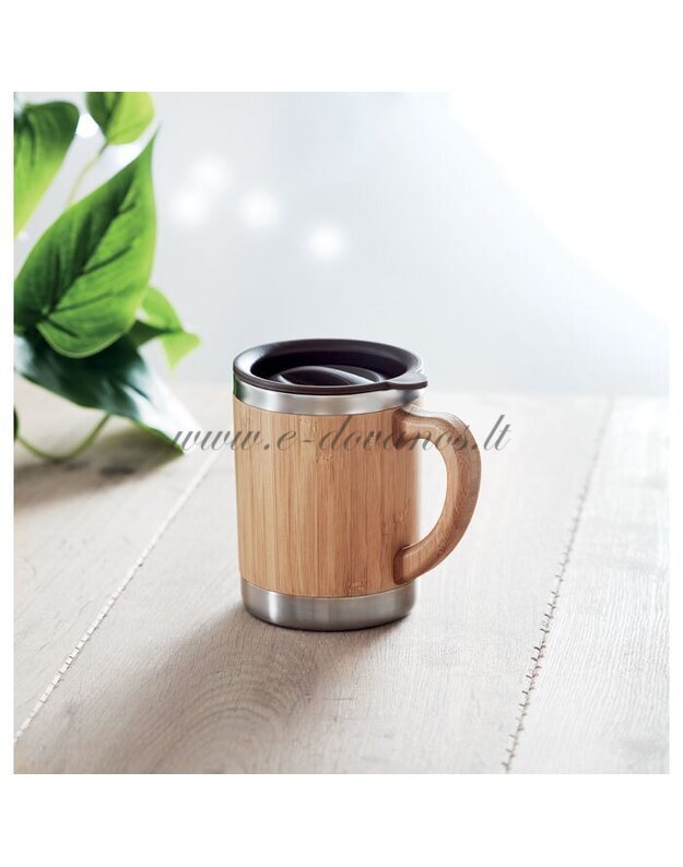 Bambukinis puodelis su dangteliu 